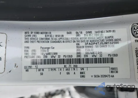 2018 Ford Fiesta S z USA, uszkodzony, nr VIN 3FADP4TJ5JM132586